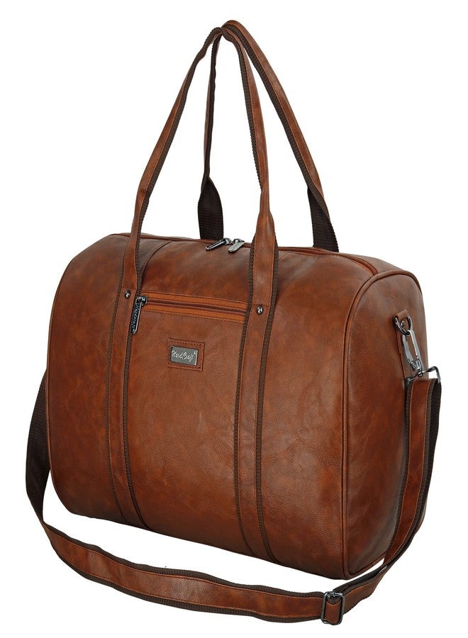 Hard Craft Square Textured PU Leather Stylish Duffle Bags Cabin Size Airline Friendly 35L Luxury Medium Size Travel Duffel Bag for Men and Women Rust (Rust) - Image 4